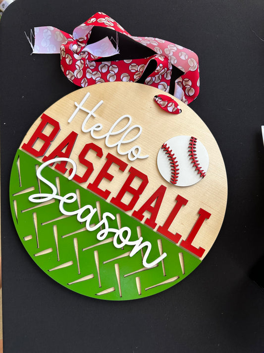 Hello Baseball Season Door Hanger
