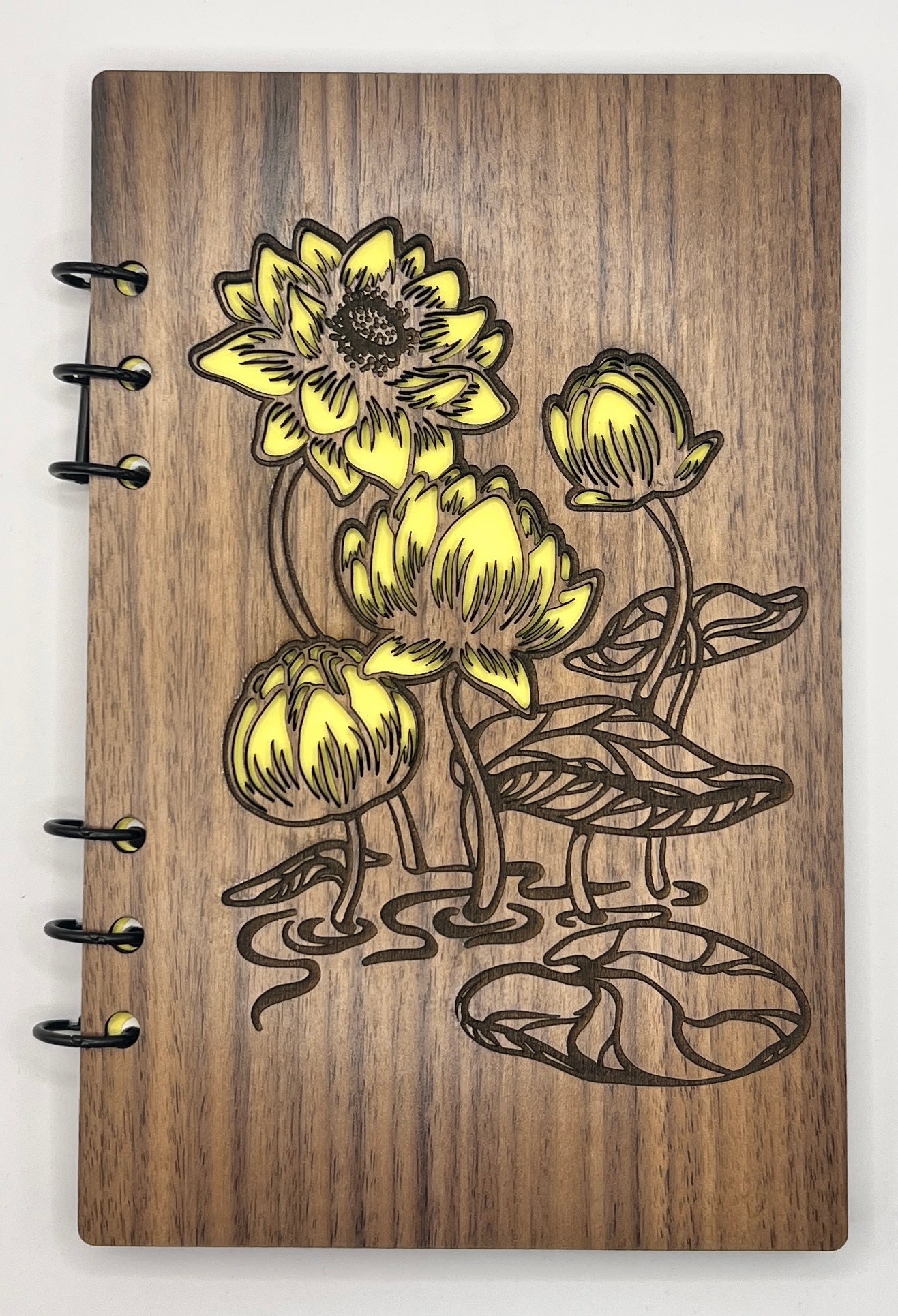 Wooden Notebook N4003 - Lotus Flower